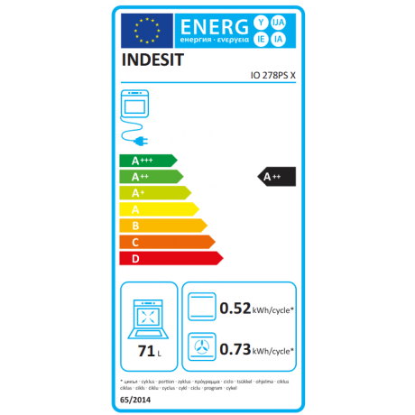 INDESIT IO 278PS X Εντοιχιζόμενος ηλεκτρικός φούρνος Inox 71lt 59.5cm INDESIT IO 278PS X Εντοιχιζόμενος ηλεκτρικός φούρνος Inox 71lt 59.5cm